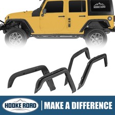 Hooke Road Front Rear Compact Tube Fender Flares Fit 07-18 Jeep Wrangler Jk