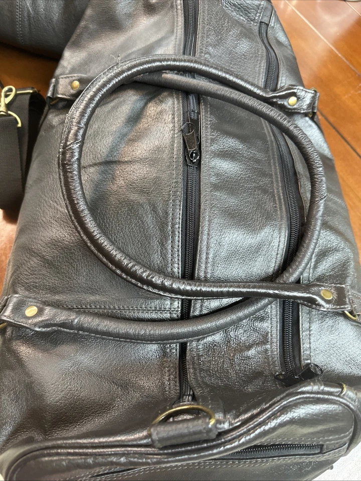 2 bolsos de lona vintage de cuero negro 18 x 14 x 8 Foto 2 de 4