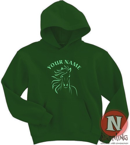 Personalised Horse Hoodie kids Hoody pony Horse equestrian fun cool activewear - Picture 3 of 23