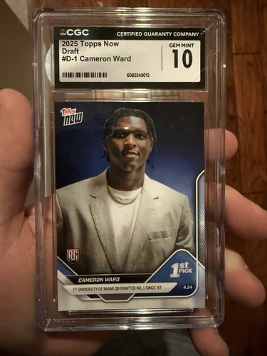 Topps Now Draft 2025 - Cameron Cam Ward #D-1 novato radiocontrol gema como nueva ¡CGC 10! - Imagen 1 de 2