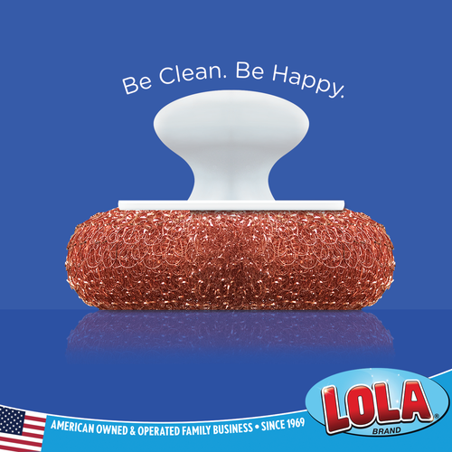 LOLA Copper Wire Mesh Scourer W/ Hand Saver Knob, Heavy-Duty, Rust-Proof -6 Pk - Picture 5 of 5
