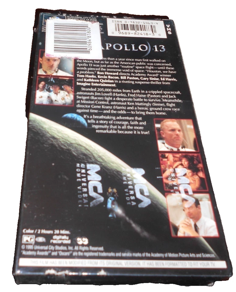Apollo 13 VHS Watermarks MCA Tom Hanks - Kevin Bacon -Ed Harris VTG New Sealed. - Image 3 of 3