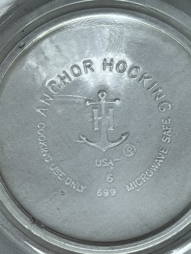 VINTAGE USA ANCHOR HOCKIING #699 4 TAZZE 1 QT 32 oz MISURATORE VETRO STAMPA ROSSA - Foto 6 di 6