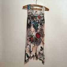 Y2K Rhinestone Tatoo Print Graphic Lace S Twelve Dress