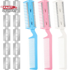 Maitys 3 Pcs Haircut Razor Comb for Hair Cutting with 12 Replacement Blades