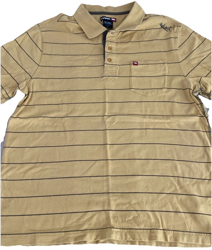 Tony Hawk Men's Striped Polo Shirt 100% Cotton Large