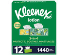 Kleenex Lotion Facial Tissues 3-Ply 12 Boxes 120 Ct Each