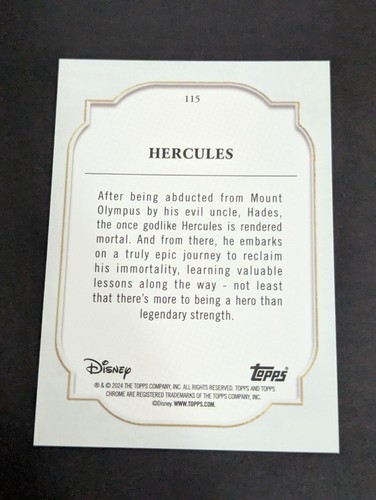 2024 Topps Chrome Disney Sapphire #115 HERCULES Orange Refractor #D /25 - Picture 2 of 2