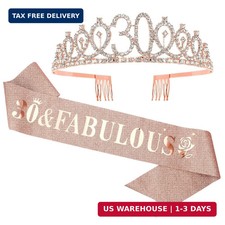 30Th Birthday Sash, Tiara, and Rose Gold Decorations - Fabulous Birthday Gifts f