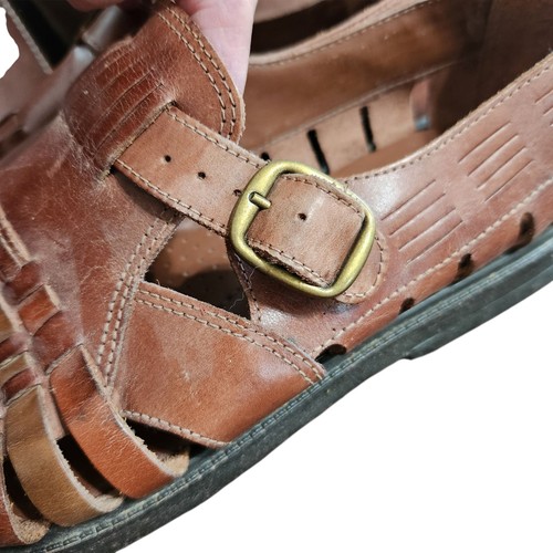 Stacy Adams Sierra Fisherman Sandals Mens Size 10 Brown Woven Leather Closed Toe - Picture 12 of 13