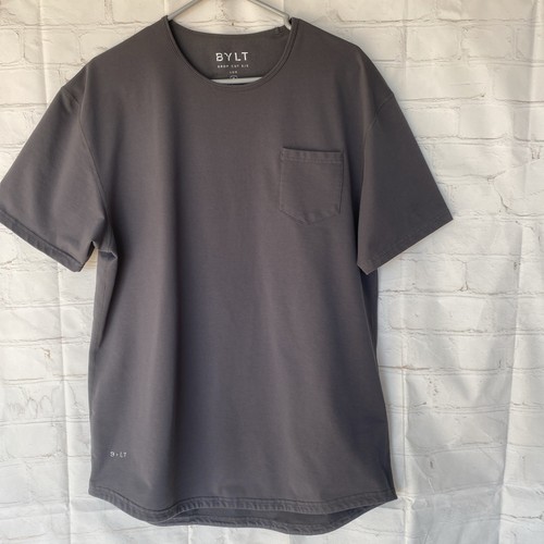 Camicia Bylt Uomo XL Grigio Scuro Drop Cut Lux Manica Corta Elasticizzata Palestra Attiva - Foto 1 di 11