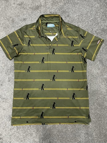 RSVLTS Caddyshack Breakfast Balls Short Sleeve Golf Polo Shirt Green Mens Medium - Picture 2 of 8