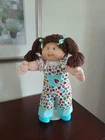 VTG Cabbage Patch Doll Brown Poodle w/Ponytails Blue Eyes KT Tag #5 HM Tooth