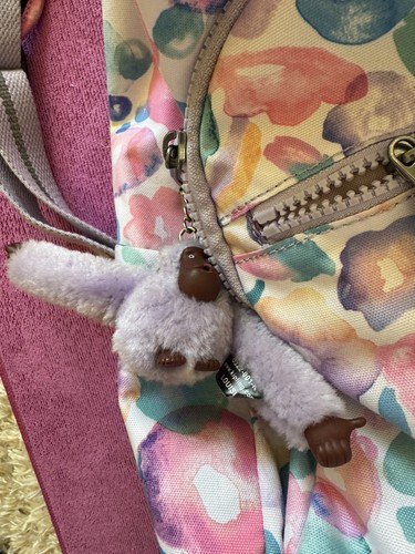 Kipling Seoul Aqua flowers Small Backpack 11" Laptop Bag Nylon Floral - Picture 6 of 9