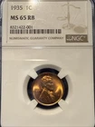 1935 S Lincoln Wheat Cent MS 65 RB