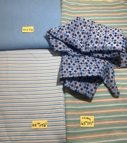 Lot Of 4 Vtg Polyester Knit & Double Knit Fabrics Blues Textured 3 Lbs - Picture 2 of 2
