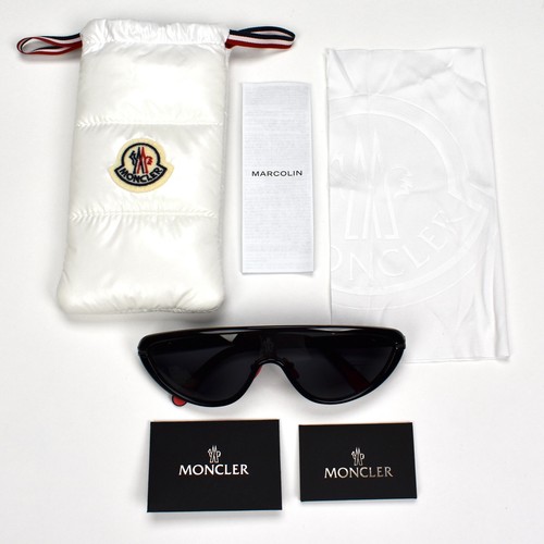 NWT $410 Moncler Vitesse Shield Sunglasses Men's Black Gray Lens Sport AUTHENTIC - Picture 2 of 11
