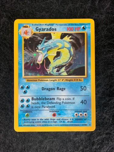 Pokémon TCG Gyarados Base Set 6/102 Holo 1999 Wizards Base Set MP - Picture 1 of 2
