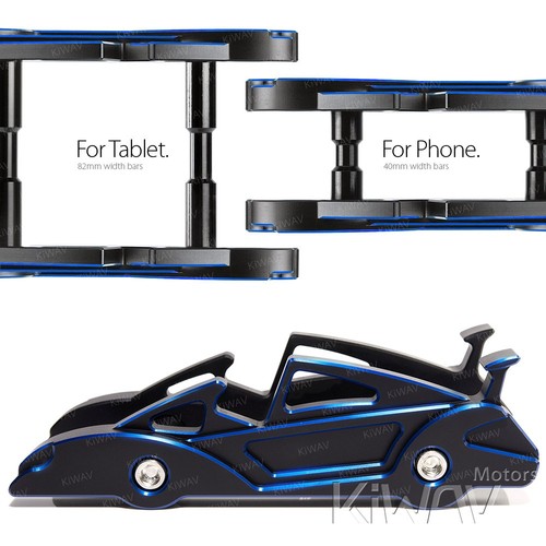 dual-slot display support holder CNC aluminum bleu voiture style pr smart phone - Afbeelding 2 van 4