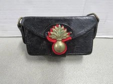 Vintage Italian Carabinieri Leather Cartridge Box Pouch w/ Flaming Bomb  