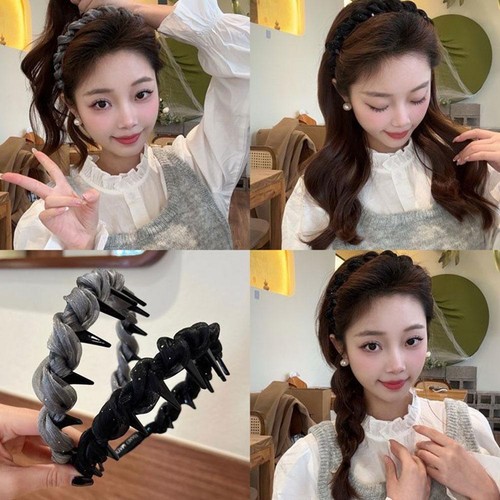 Cerchietto in rete pizzo nero moda per donna ragazza elegante forma U denti capelli B7G4 - Foto 7 di 10
