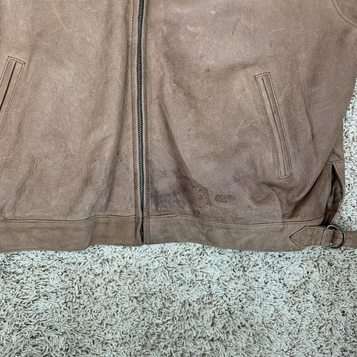 GUESS DE COLECCIÓN Hombres Marrón Talla XL Cuero Genuino Chaqueta Bombardero Hecha en Corea Envejecida - Imagen 8 de 24