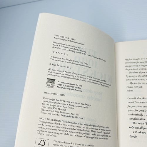 The 10:10 Kickstart Easy Detox Plans Sarah Di Lorenzo Paperback Book Cookbook - Picture 6 of 9