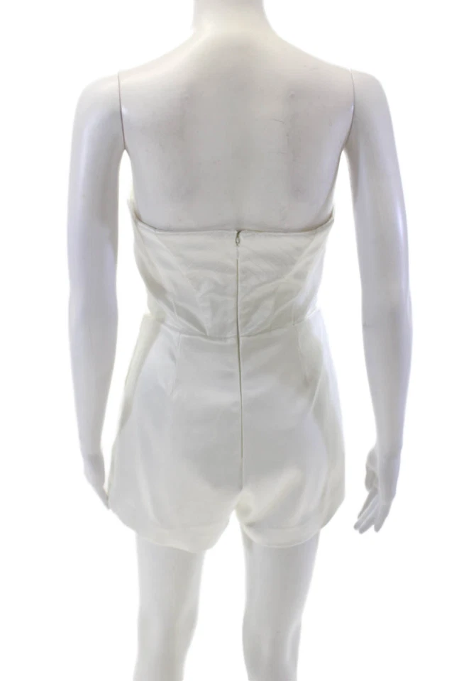 Nuevo en caja Mujer Texturizado Escote Corazón Plisado Forrado Elegante Romer Blanco Talla XS Foto 3 de 4