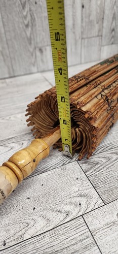 Vtg Hand Painted Japanese Chinese Bamboo Rice Paper Wood Umbrella Parasolš„Read - Picture 14 of 14
