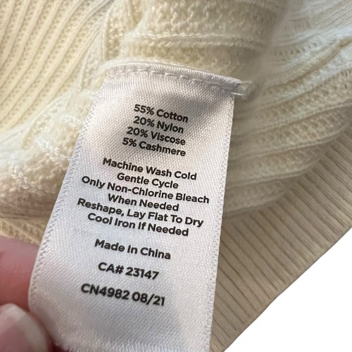 Talbots Cashmere Blend Sweater Ivory Pink Teal Colorblock V-neck Large Oversized - Picture 12 of 16