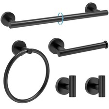 Matte Black Bathroom Accessories, Bathroom Hardware Set, SUS304 Stainless Ste...