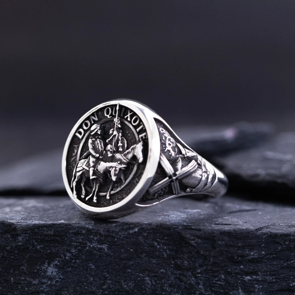 Spanish Style Sterling Silver Signet Ring Inspired Don Quixote - Image 3 of 4