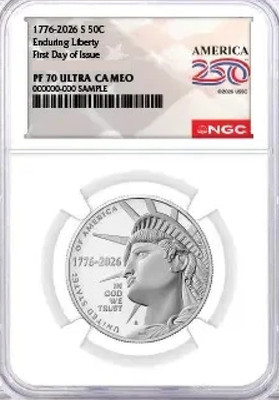 2026 S Silver Enduring Liberty 50¢ NGC PF 70 UCAM FDOI - PRESALE