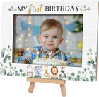 My 1St Birthday Picture Frames, Safari Animal Wooden 4X6 Photo Frame with Easel,