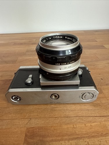 Nikon F 1964 Camera Prism Finder Silver Nippon Tokyo Kogaku + 5.8 Cm f/1.4 Lens - Picture 14 of 15