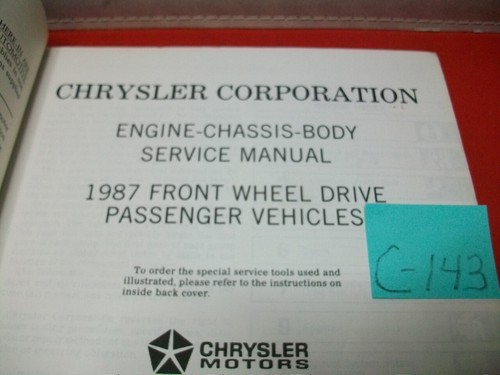 Chrysler Plymouth Dodge 1987 tracción delantera 13 autos 3 volúmenes juego manual de servicio en muy buen estado - Imagen 2 de 13