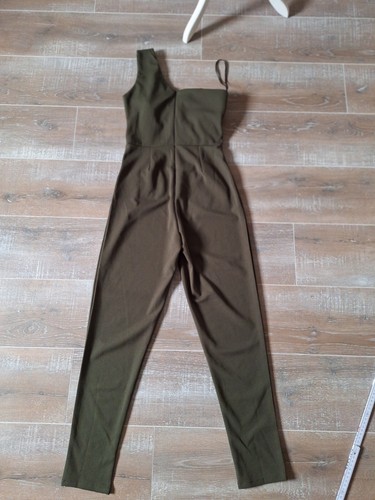 Jumpsuit  khaki Damen one shoulder Ausschnitt Dalia S 10  - Bild 12 von 19