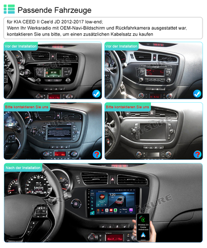 8-Kern 4+64G Android 14 Autoradio GPS Navi CarPlay DSP für Kia Ceed JD 2012-2017 - Bild 3 von 12