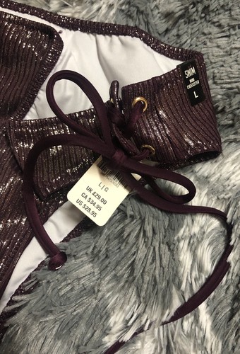 New! Victoria Secret PINK Sparkle Strappy Mini Cheekster Bikini Bottom Size L - Picture 3 of 7