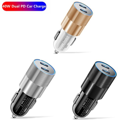 40W Dual Type C PD Fast 40W Car Charger Adapter For iPhone 11/12/13 Pro Max X/XS - Picture 1 of 16