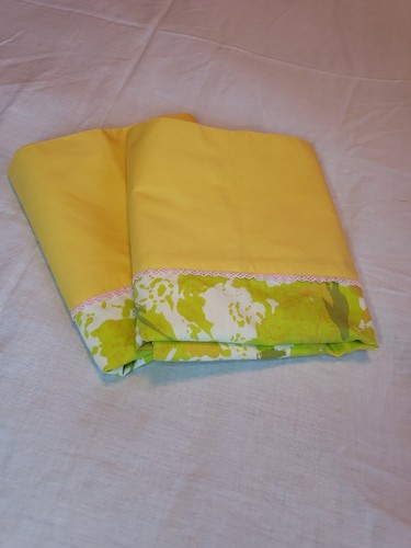 2 fundas de almohada estándar vintage Pegasus amarillas verdes florales mezcla de algodón hechas en EE. UU. - Imagen 11 de 12