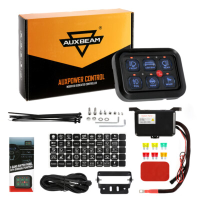 AUXBEAM 6 Gang Switch Panel ON/OFF Control Box Toggle Circuit