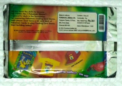 funskool pokemon card list 2003 INDIA FUNSKOOL POKEMON THUNDERBOLT SEALED TRADING CARD SET OF 2 PACKS