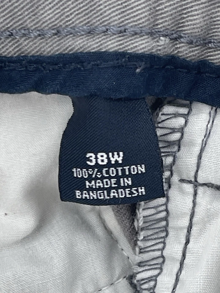 Винтажные мужские шорты Nautica Chino размер 38 плоские спереди серые 9 дюймов по внутреннему шву быстрая доставка - Изображение 4 из 4