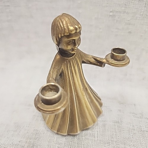 Mini Candelabro Figura Coro Metal Italia Acabado Dorado Vacaciones de Navidad - Imagen 2 de 11