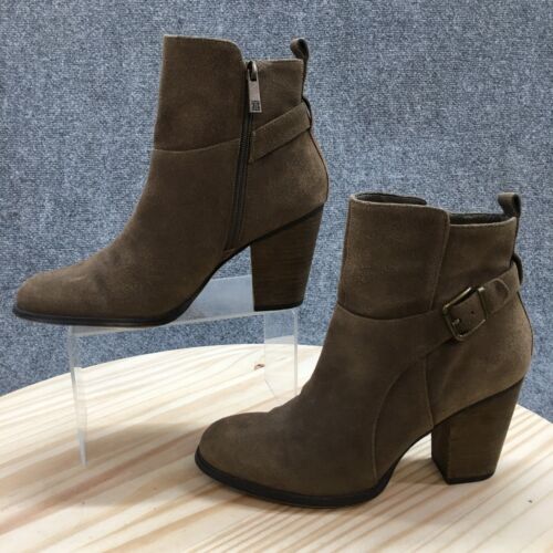 Ivanka Trump Boots Womens 9 M Falla Ankle Booties Brown Leather Buckle Zip Heels - Picture 2 of 19