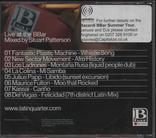 Stuart Patterson – Live At The Bar (Bacardi Summer Tour CD 2001) House & Latin - Bild 2 von 2