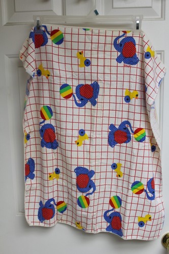 Vintage Riegel Cotton Baby Blanket Elephants Yellow Duck 30"x30" - Picture 1 of 3