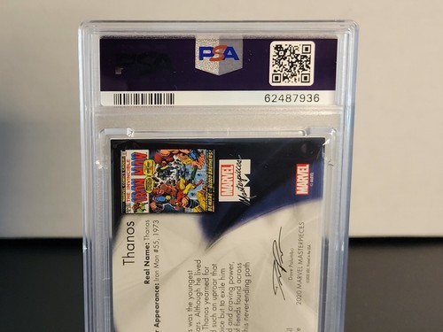 2020 Marvel Masterpieces #47 THANOS GOLD FOIL Signature #47 PSA 8 POP 2 - Picture 5 of 6