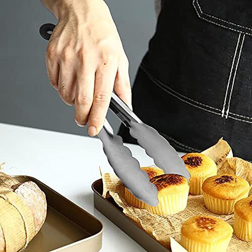 Small Stainless Steel Serving Tongs 7-Inch Mini Food Tongs, Set of 3 - Picture 4 of 7